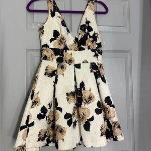 Floral Sleeveless Dress with Deep V-Neck